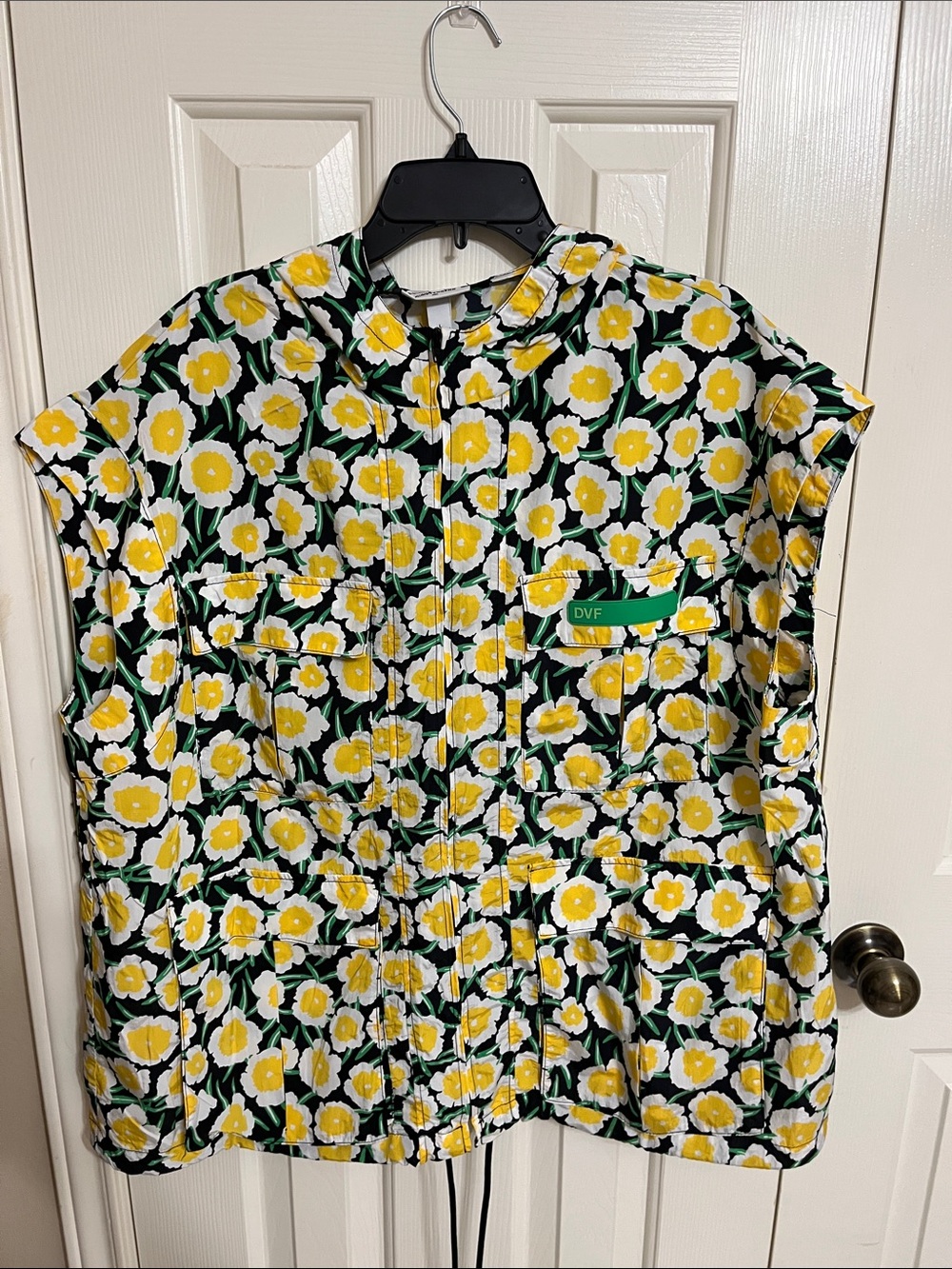 Diane Von Furstenberg Black Jacket with Yellow Floral Print